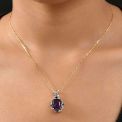 Golden Era Citrine or Amethyst Pendant Necklace