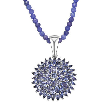 Chrysanthemum Flower Pendant Necklace in Sterling Silver