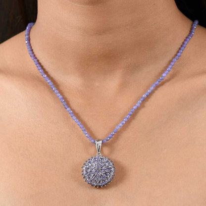 Chrysanthemum Flower Pendant Necklace in Sterling Silver