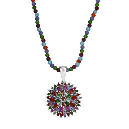 Chrysanthemum Flower Pendant Necklace in Sterling Silver