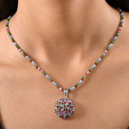 Chrysanthemum Flower Pendant Necklace in Sterling Silver