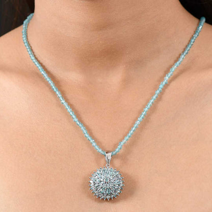 Chrysanthemum Flower Pendant Necklace in Sterling Silver
