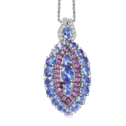 Tanzanite and Garnet Gemstone Crown Pendant