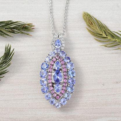 Tanzanite and Garnet Gemstone Crown Pendant