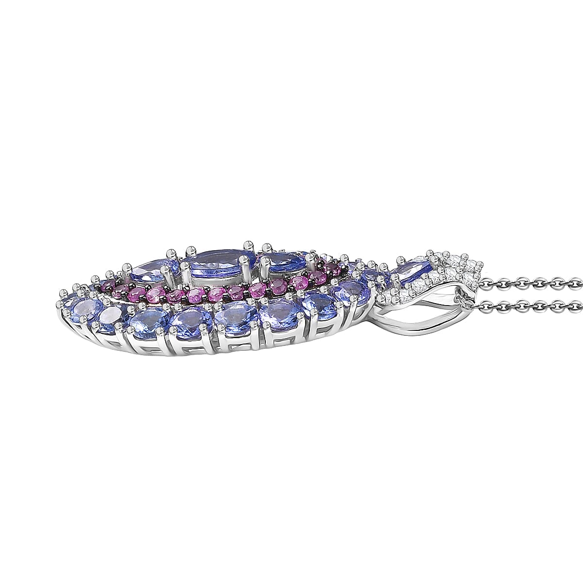 Tanzanite and Garnet Gemstone Crown Pendant