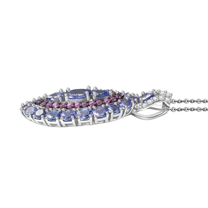 Tanzanite and Garnet Gemstone Crown Pendant