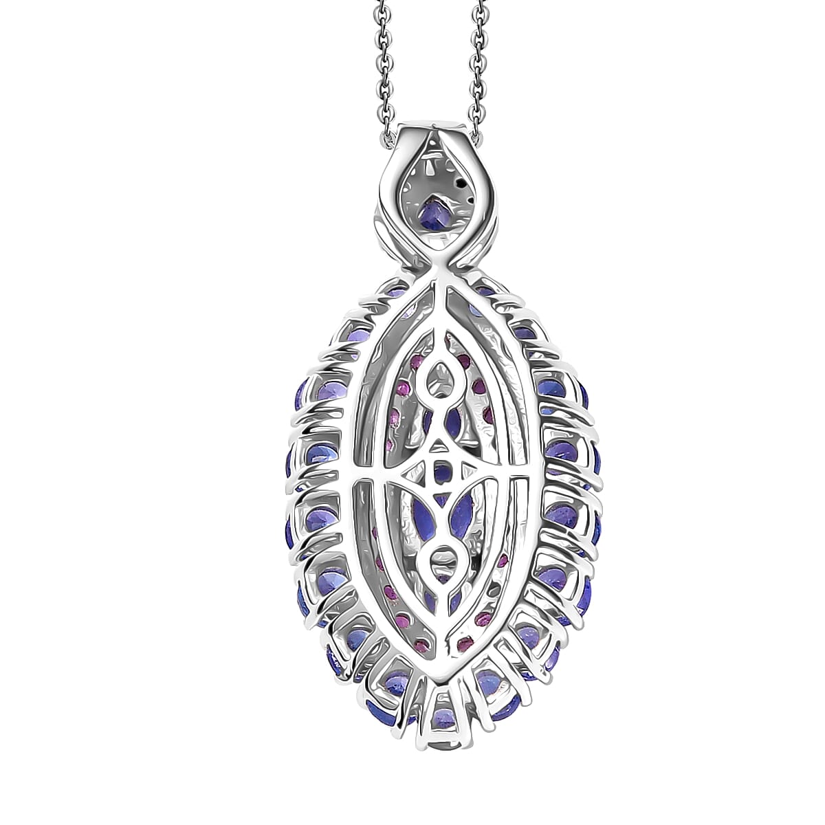Tanzanite and Garnet Gemstone Crown Pendant