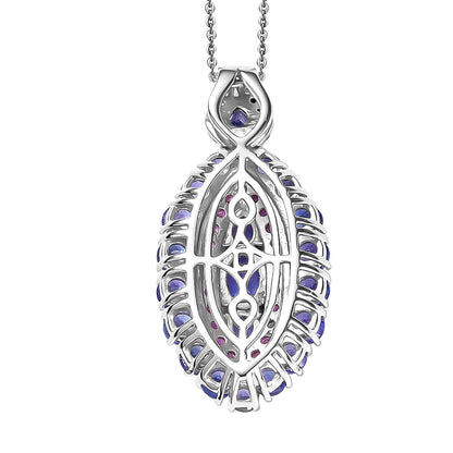 Tanzanite and Garnet Gemstone Crown Pendant