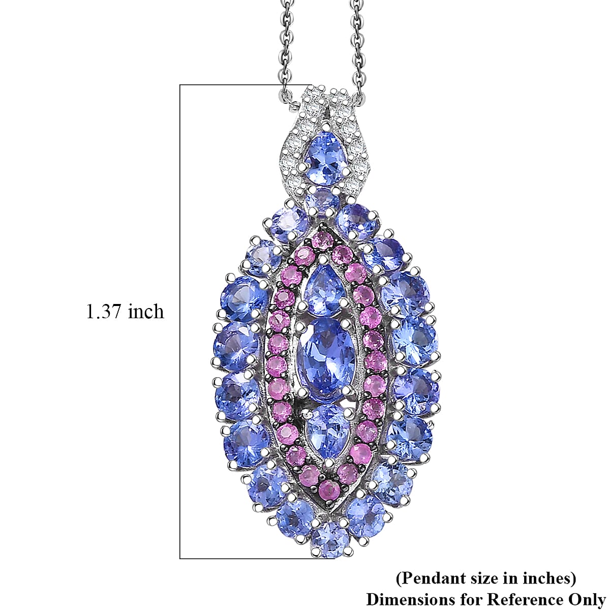 Tanzanite and Garnet Gemstone Crown Pendant