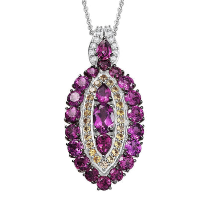 Tanzanite and Garnet Gemstone Crown Pendant