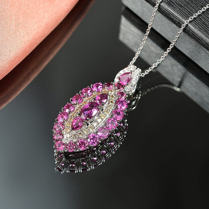 Tanzanite and Garnet Gemstone Crown Pendant