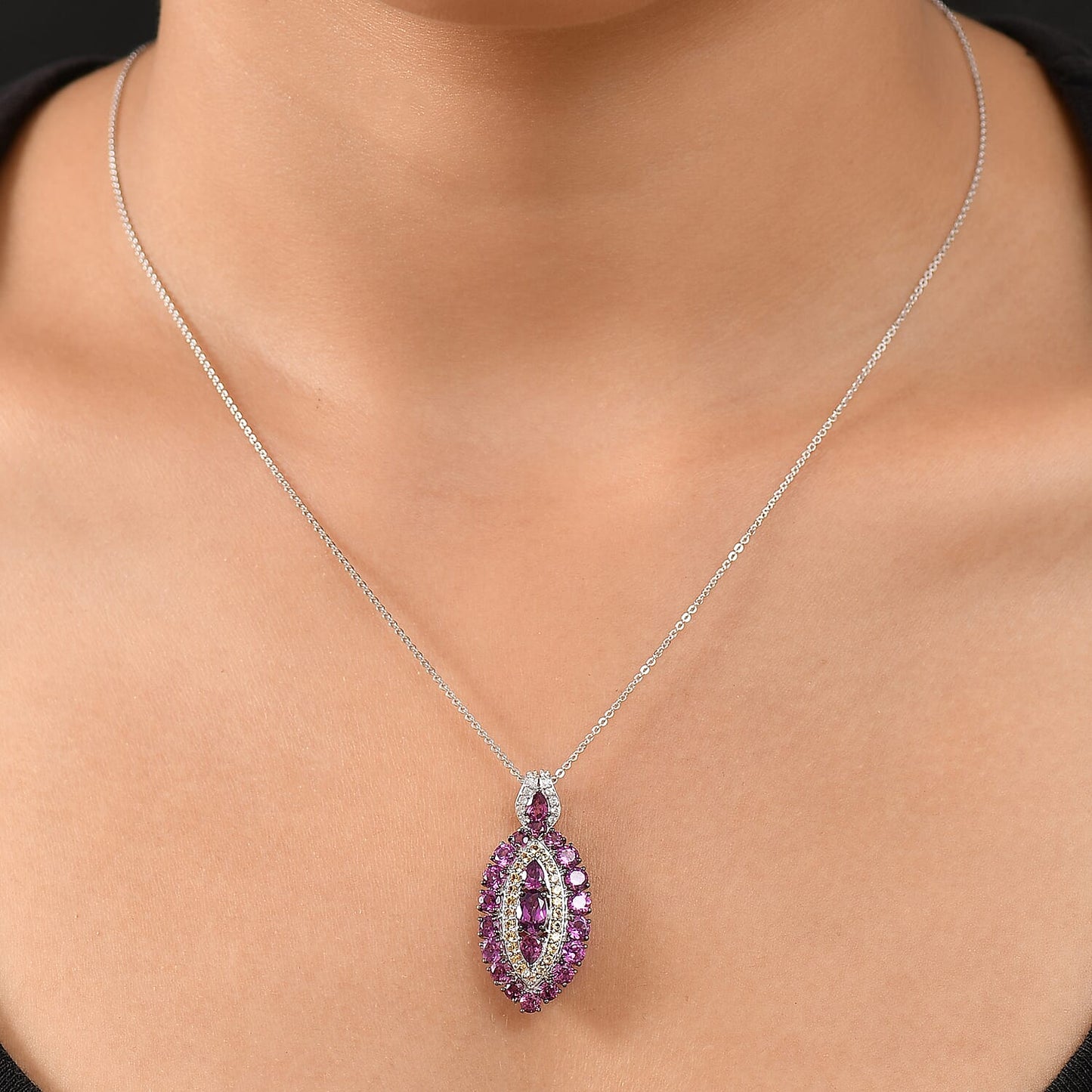 Tanzanite and Garnet Gemstone Crown Pendant