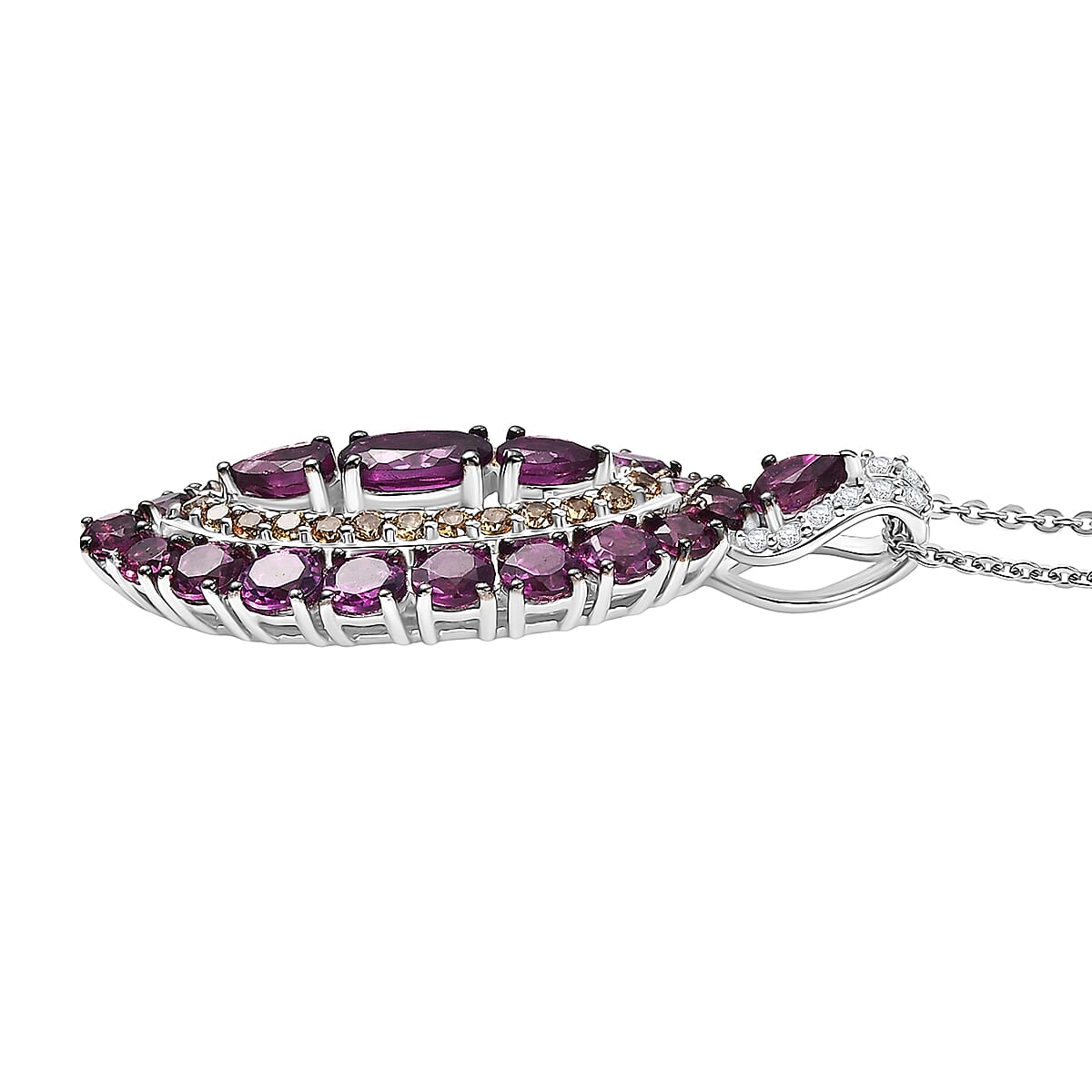 Tanzanite and Garnet Gemstone Crown Pendant
