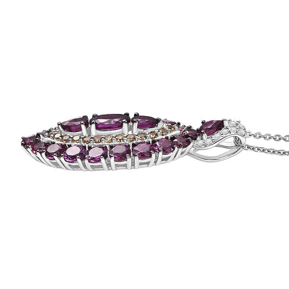 Tanzanite and Garnet Gemstone Crown Pendant
