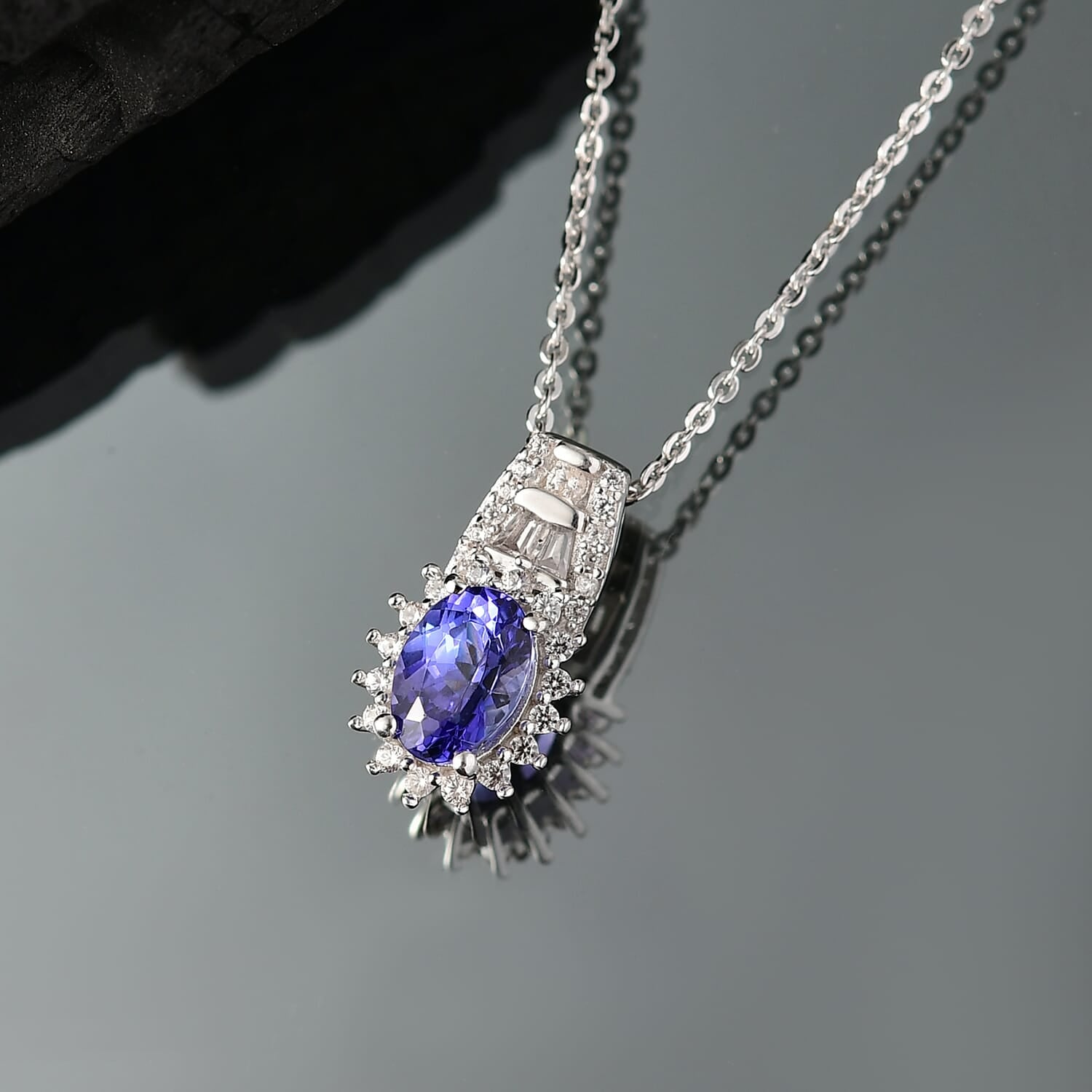 Tanzanite & White Zircon Starburst Necklace - A Beacon of Spiritual Insight