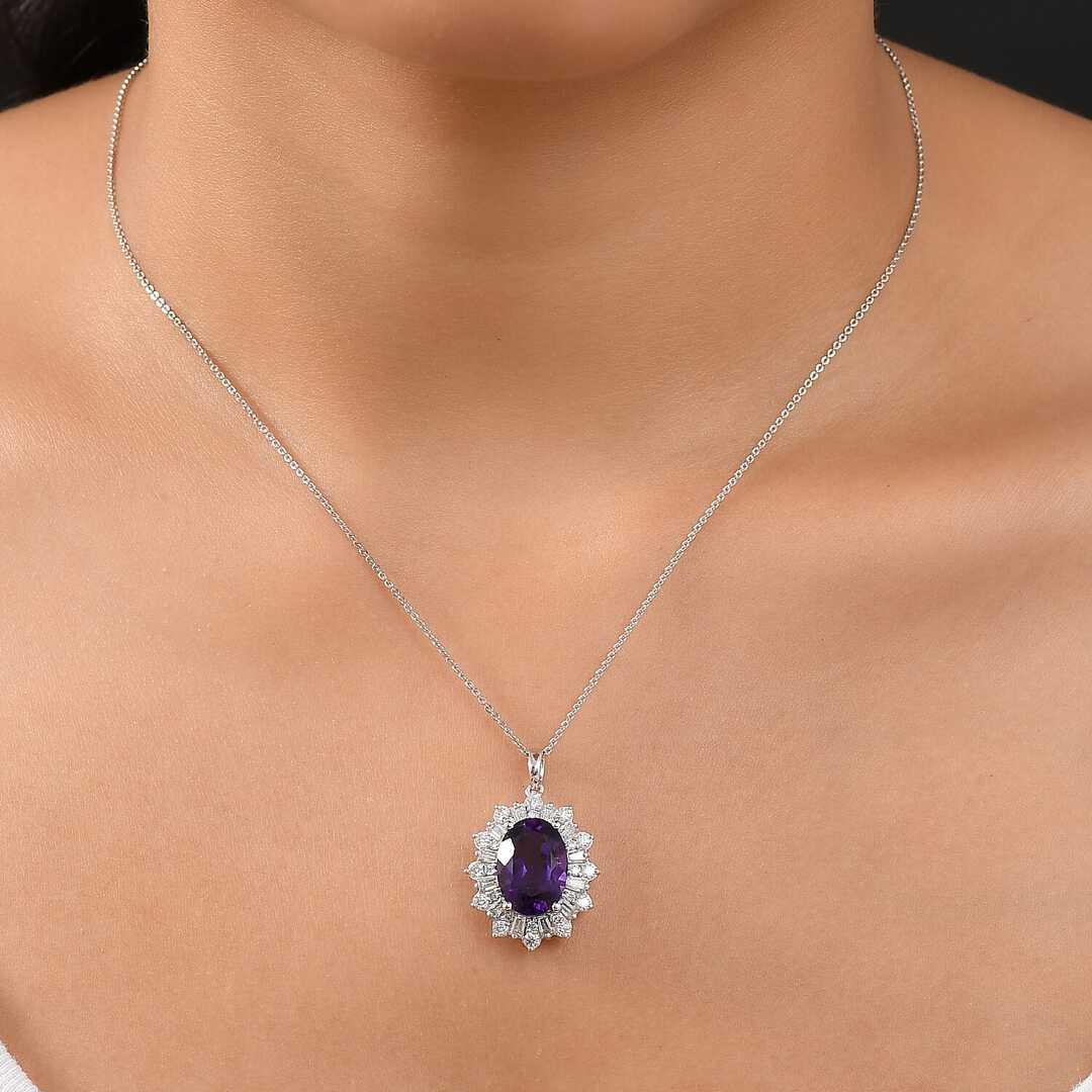 Lusaka Amethyst & Moissanite Solstice Pendant Necklace