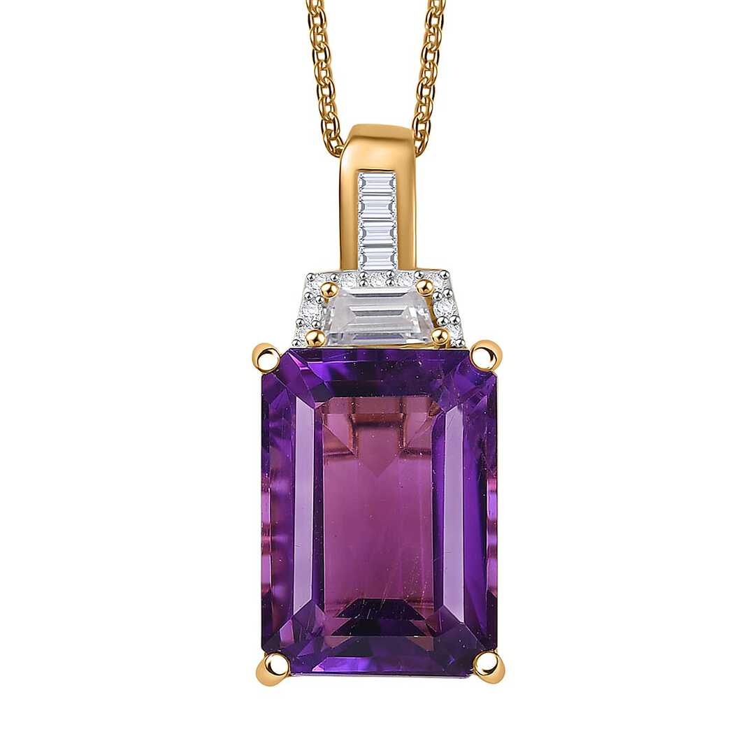 Lusaka Amethyst & Moissanite Art Deco Pendant Necklace