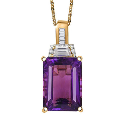 Lusaka Amethyst & Moissanite Art Deco Pendant Necklace