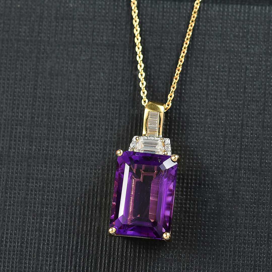 Lusaka Amethyst & Moissanite Art Deco Pendant Necklace