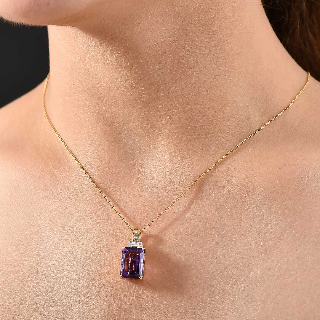 Lusaka Amethyst & Moissanite Art Deco Pendant Necklace