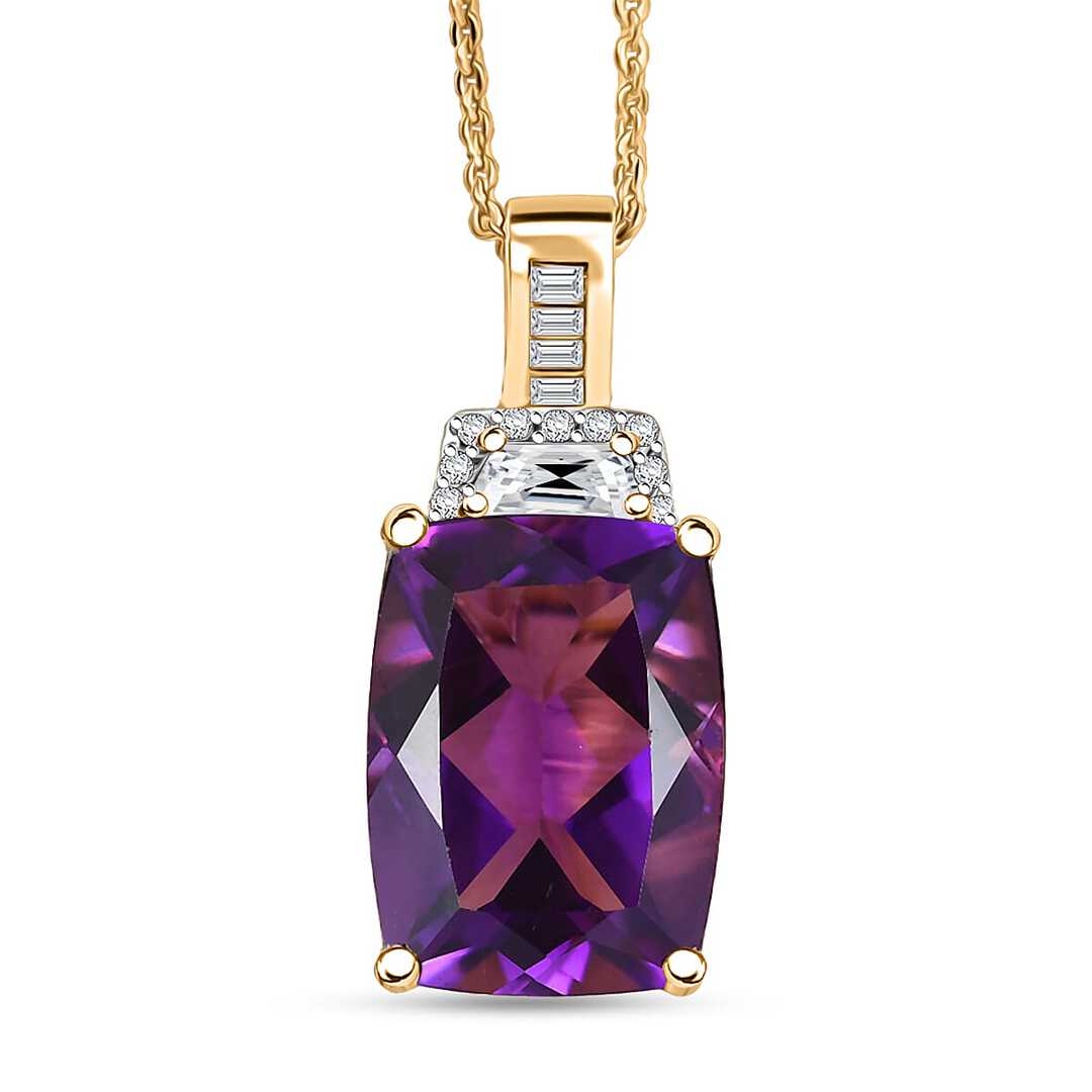 Lusaka Amethyst & Moissanite Art Deco Pendant Necklace