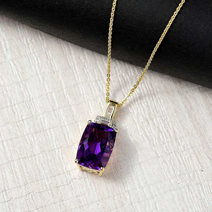 Lusaka Amethyst & Moissanite Art Deco Pendant Necklace