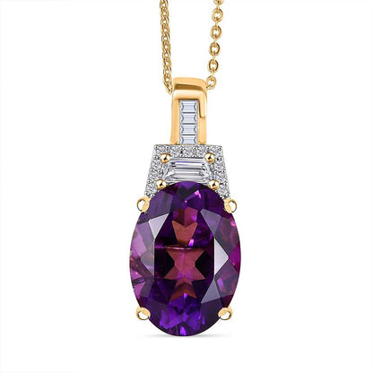 Lusaka Amethyst & Moissanite Art Deco Pendant Necklace