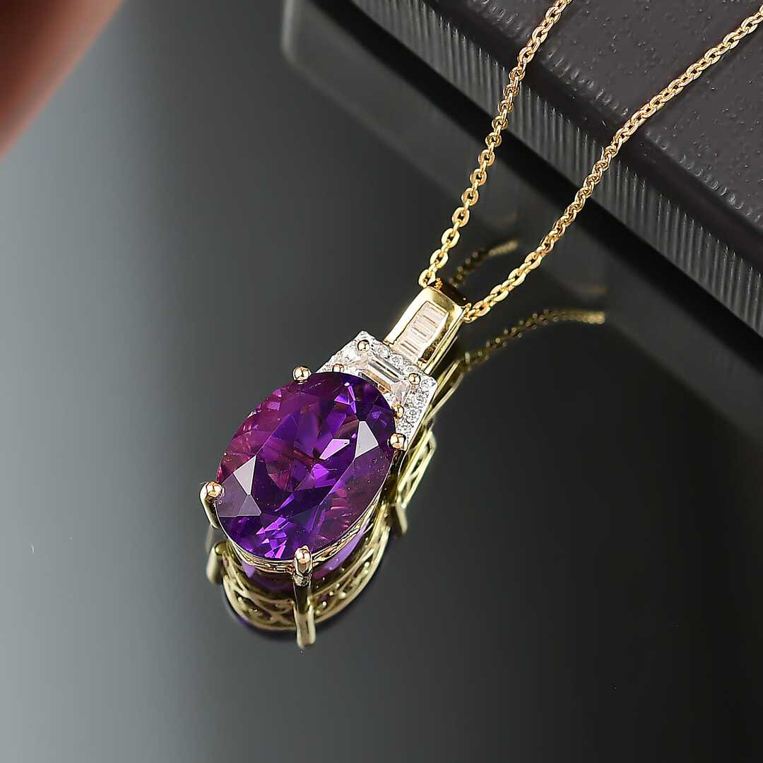Lusaka Amethyst & Moissanite Art Deco Pendant Necklace