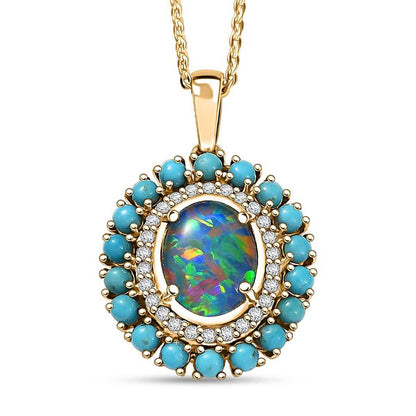 Elysian Opal & Multi Gemstone Night Sky Pendant Necklace