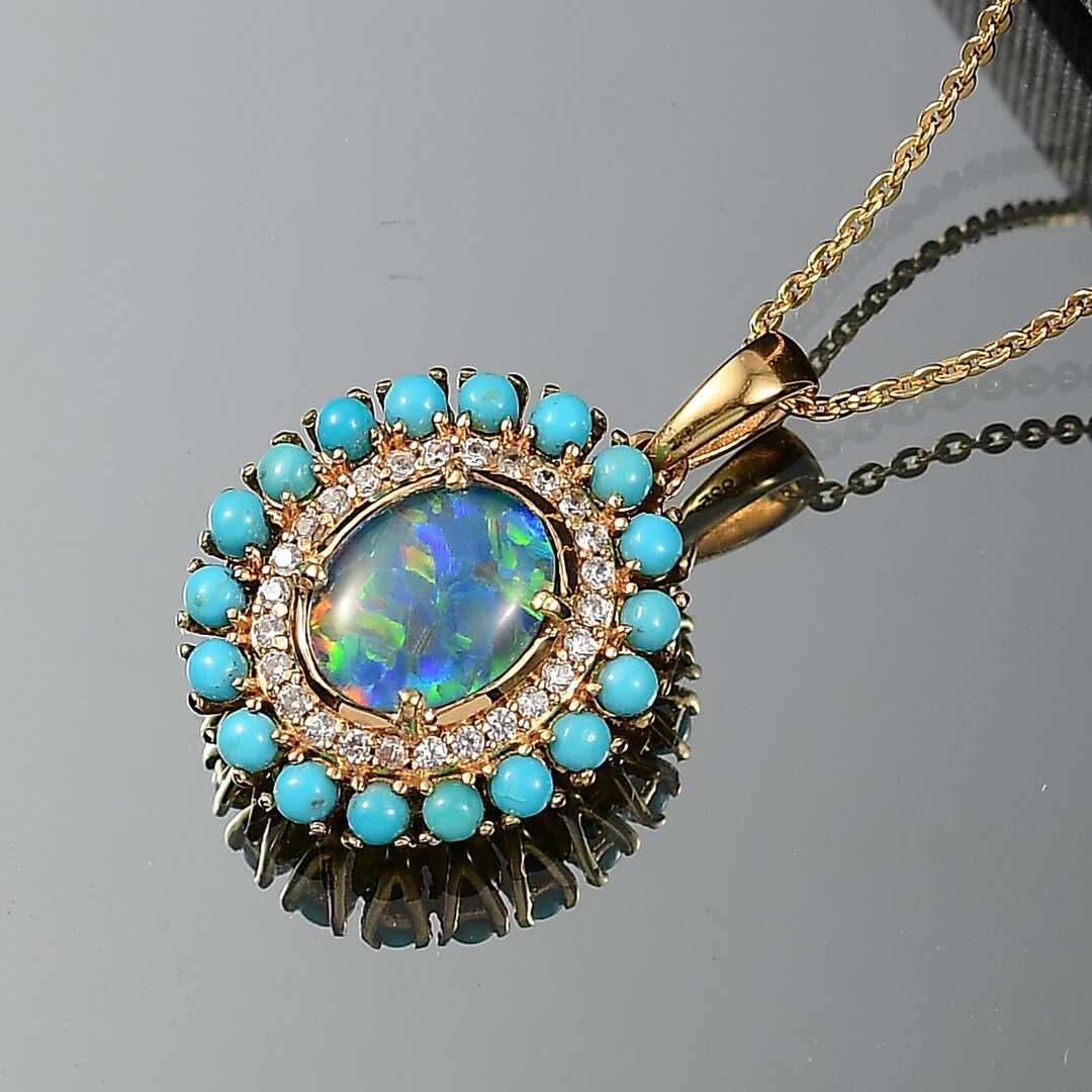 Elysian Opal & Multi Gemstone Night Sky Pendant Necklace