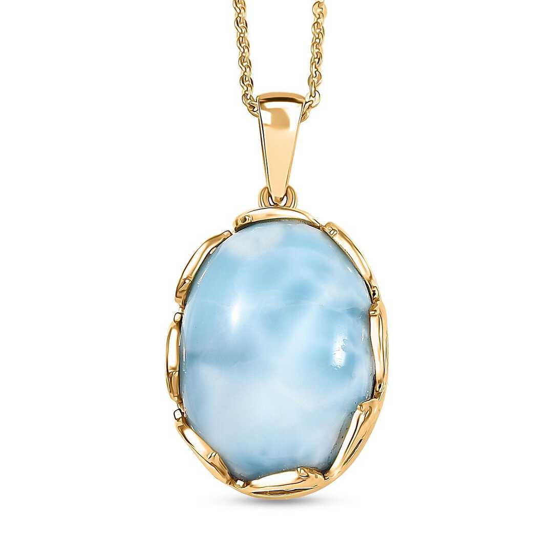 Larimar Tidal Crown Pendant Necklace