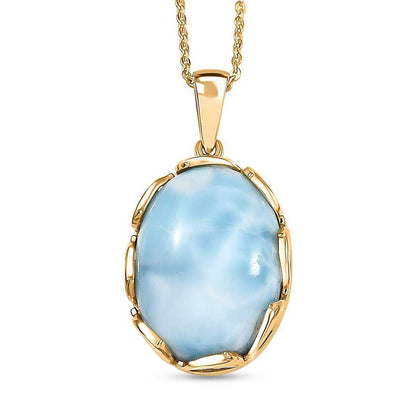 Larimar Tidal Crown Pendant Necklace