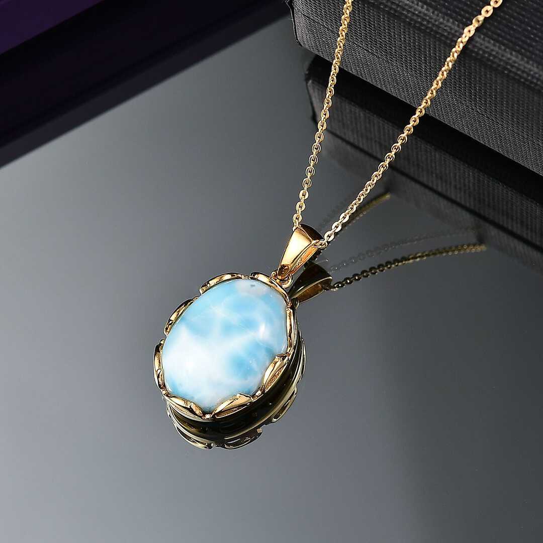 Larimar Tidal Crown Pendant Necklace