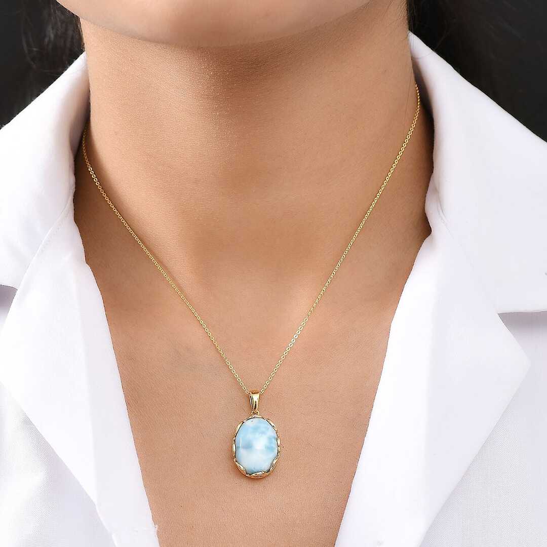 Larimar Tidal Crown Pendant Necklace