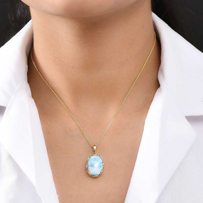 Larimar Tidal Crown Pendant Necklace