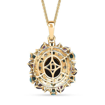 Elysian Opal & Multi Gemstone Cosmic Bloom Pendant Necklace