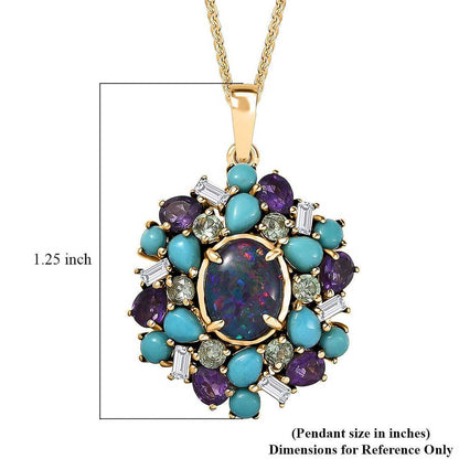 Elysian Opal & Multi Gemstone Cosmic Bloom Pendant Necklace