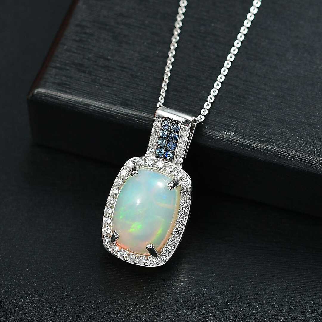 Ethiopian Welo Opal and Multi Gemstone Pendant Necklace