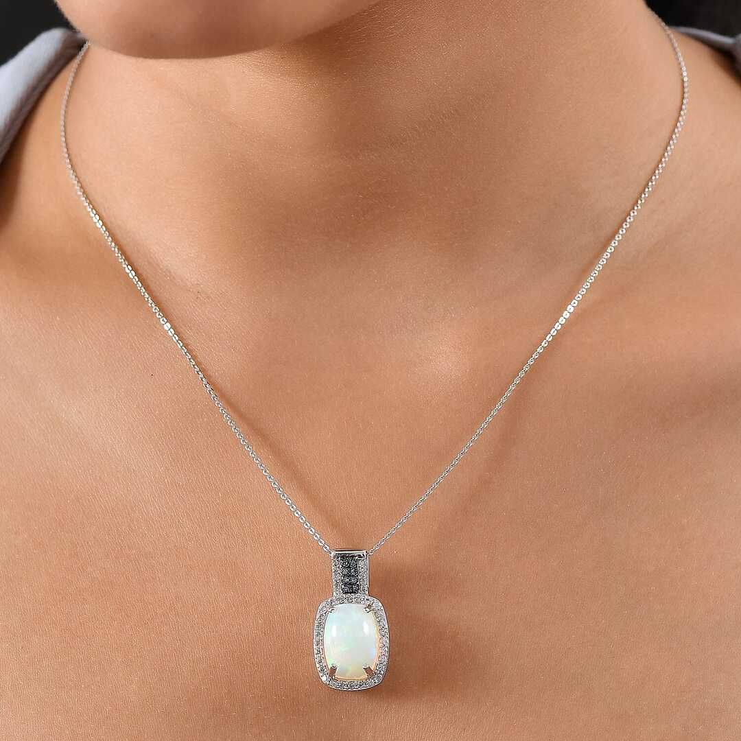 Ethiopian Welo Opal and Multi Gemstone Pendant Necklace