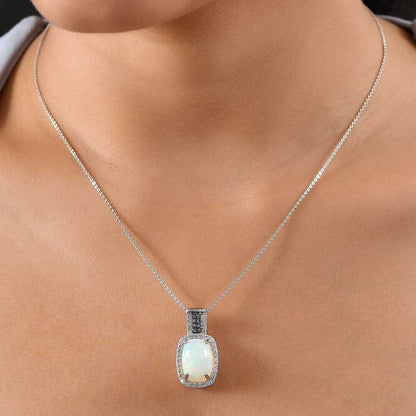 Ethiopian Welo Opal and Multi Gemstone Pendant Necklace