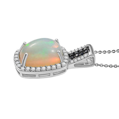 Ethiopian Welo Opal and Multi Gemstone Pendant Necklace