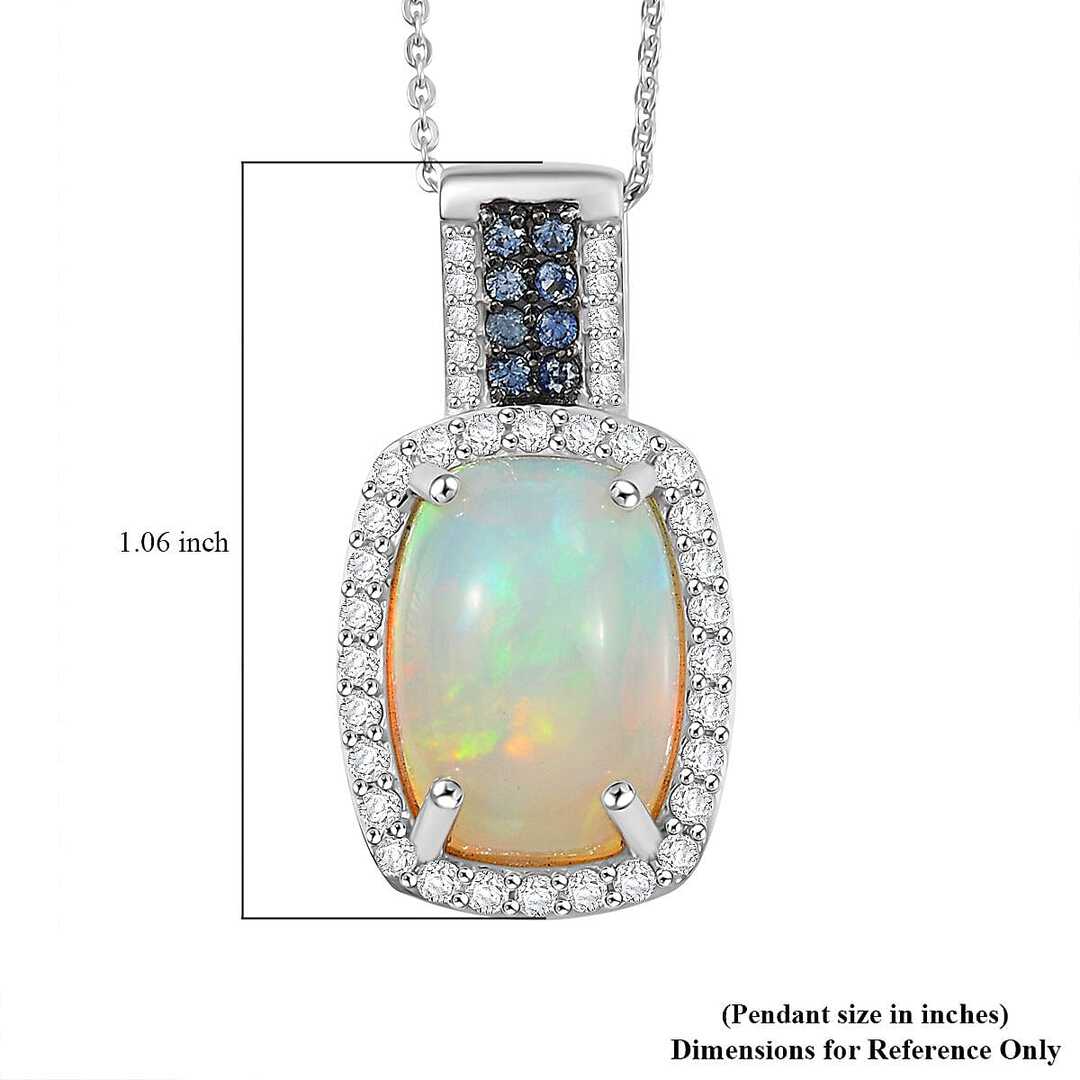Ethiopian Welo Opal and Multi Gemstone Pendant Necklace