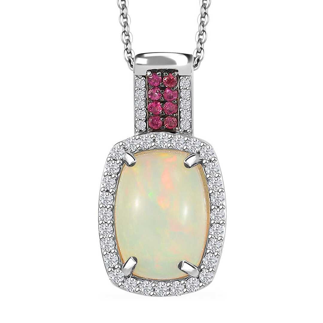 Ethiopian Welo Opal and Multi Gemstone Pendant Necklace