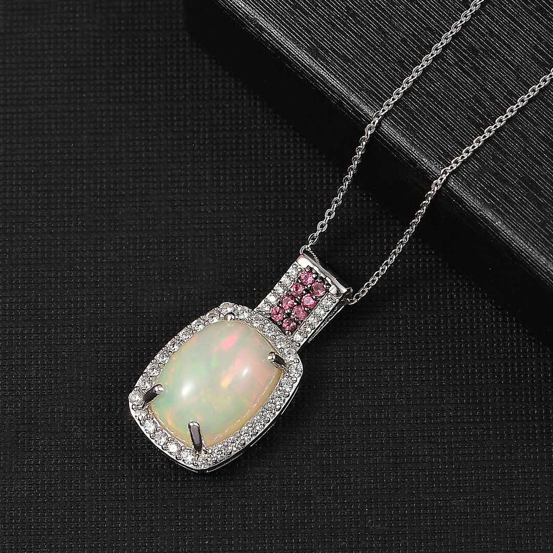 Ethiopian Welo Opal and Multi Gemstone Pendant Necklace