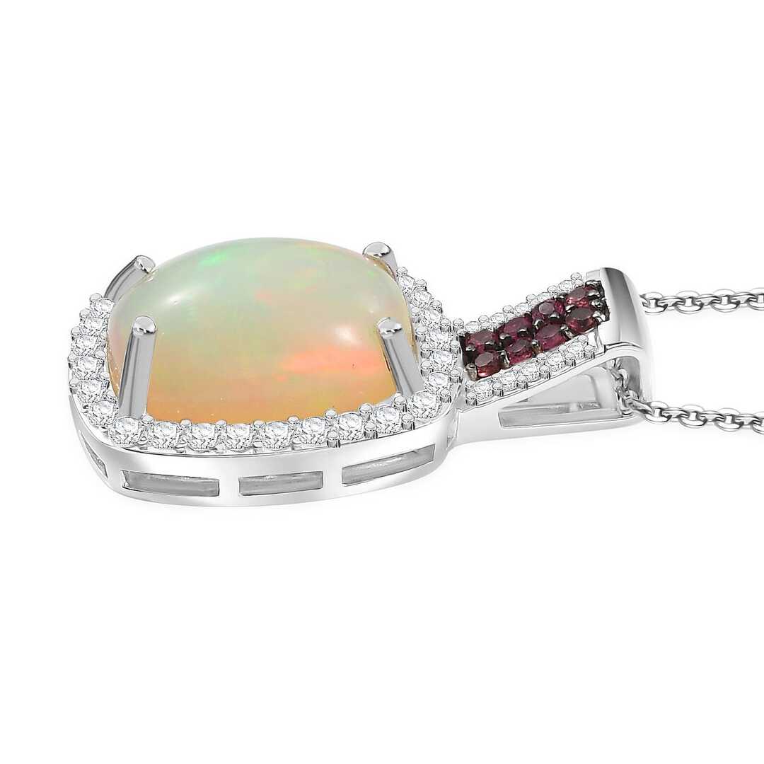 Ethiopian Welo Opal and Multi Gemstone Pendant Necklace