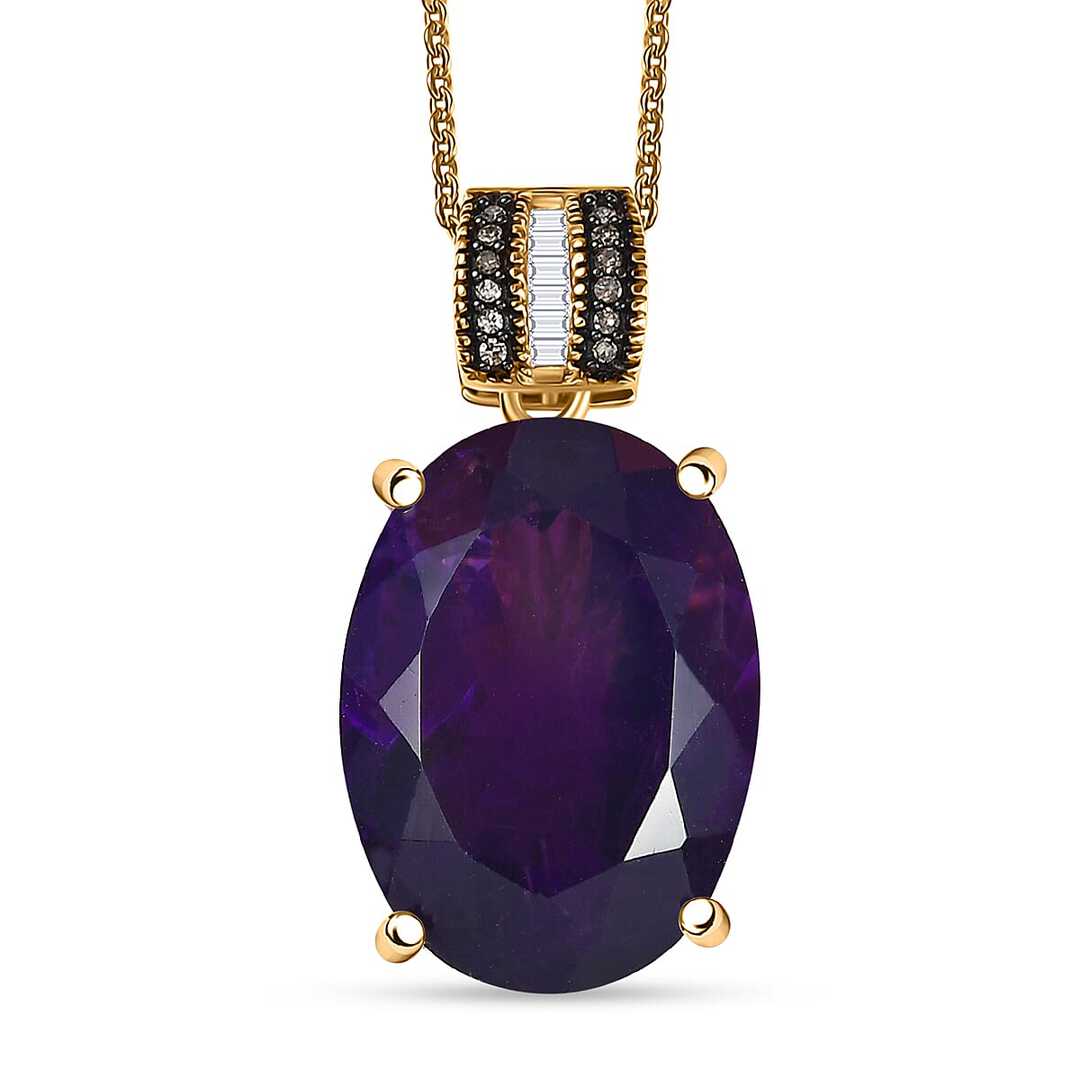 African Amethyst & Diamond Art Deco Pendant Necklace