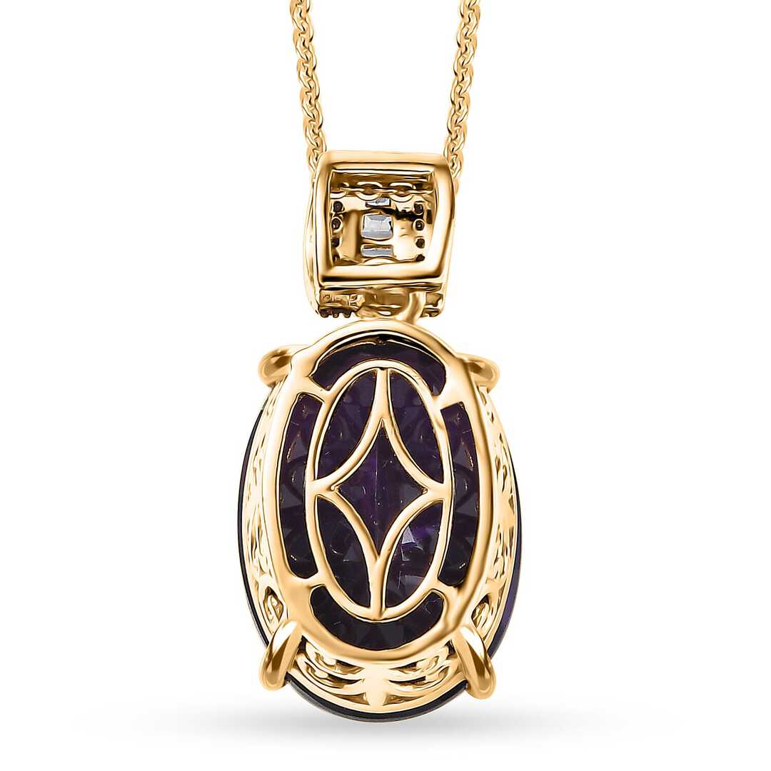 African Amethyst & Diamond Art Deco Pendant Necklace