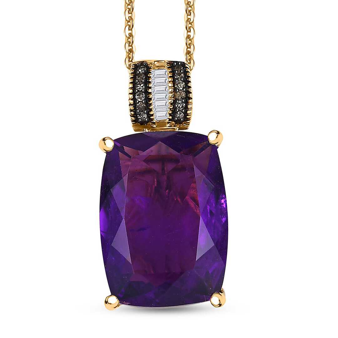 African Amethyst & Diamond Art Deco Pendant Necklace