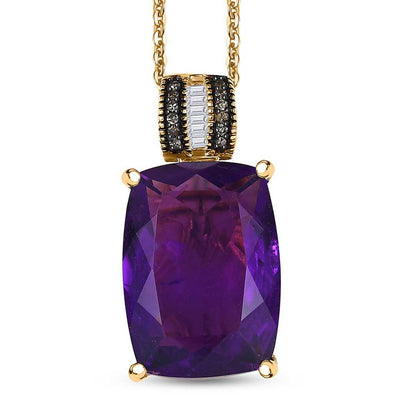 African Amethyst & Diamond Art Deco Pendant Necklace