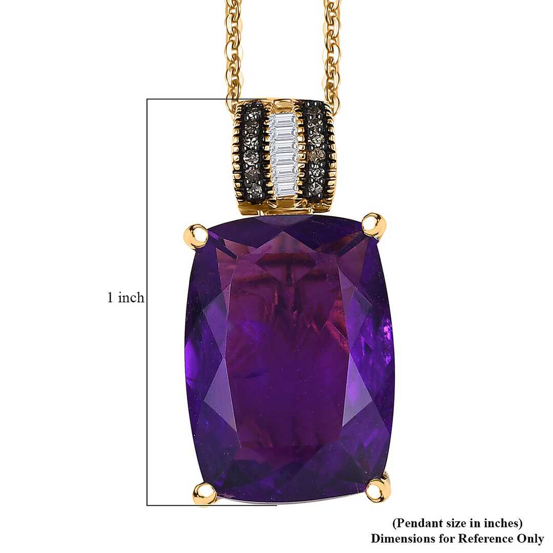 African Amethyst & Diamond Art Deco Pendant Necklace